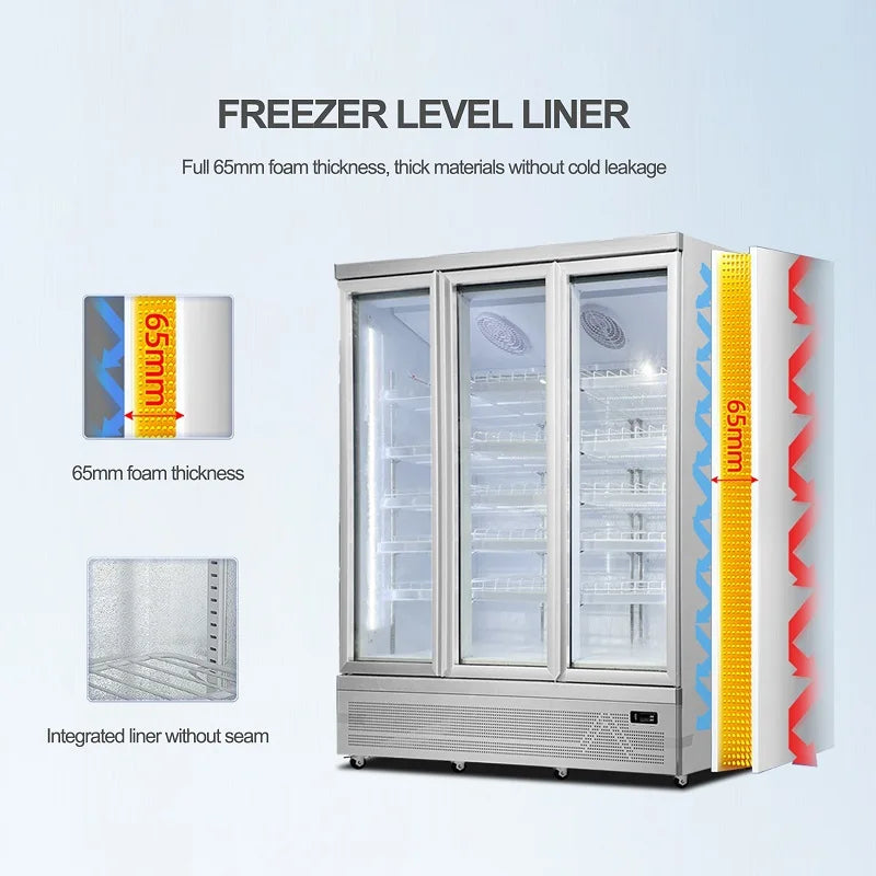 Frost Free Glass Door Chiller Vertical Display Showcase Beverage Refrigerator Cabinet Cold Drink Beer Cooler