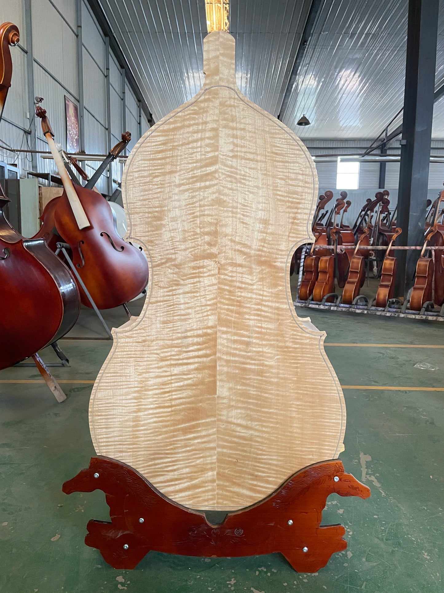 MMOOKA Fully Handcrafted White upright Bass, 3/4 Solid Spruce Top Plywood, Back Flame Maple, larger than Cello