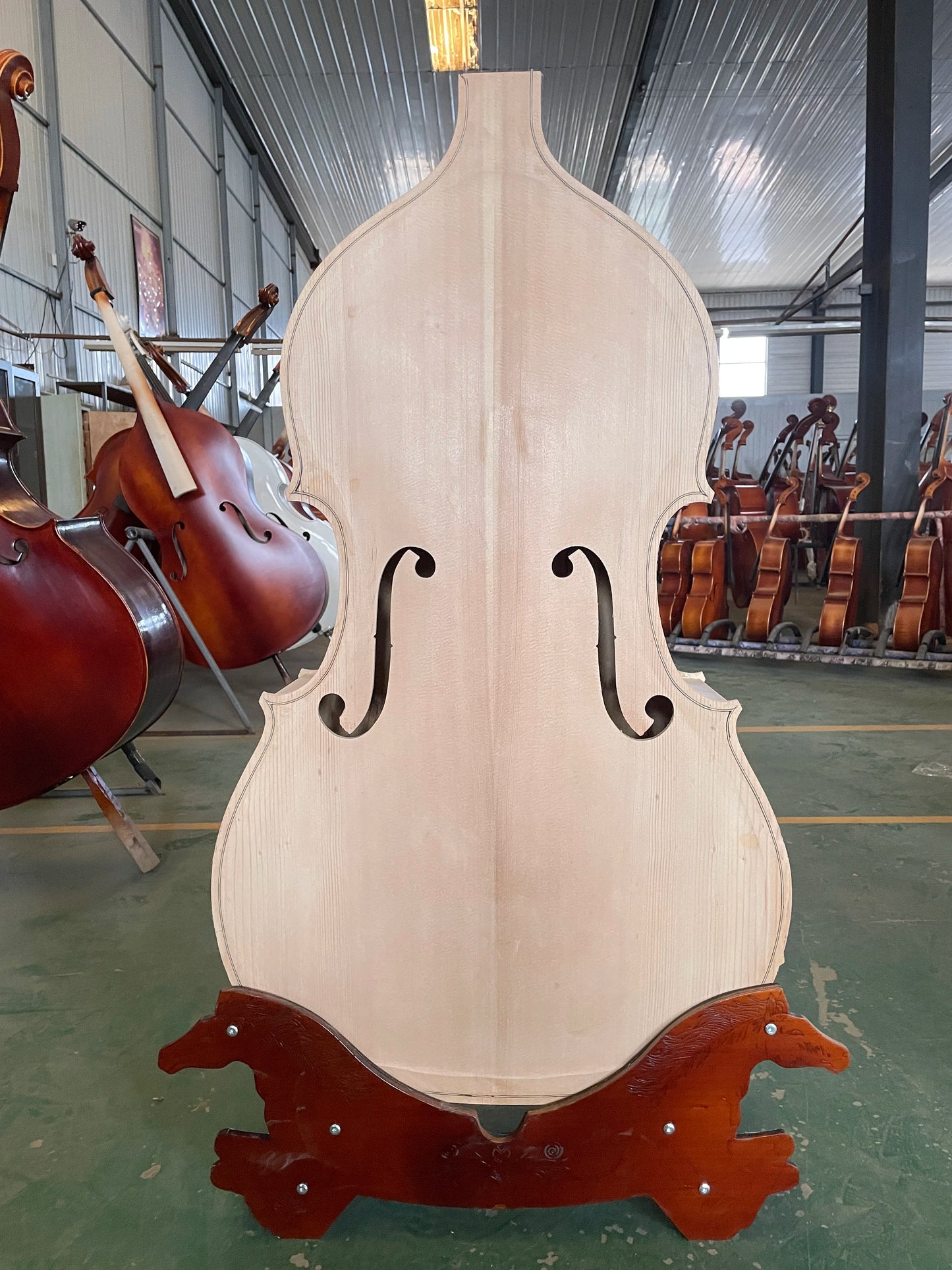 MMOOKA Fully Handcrafted White upright Bass, 3/4 Solid Spruce Top Plywood, Back Flame Maple, larger than Cello