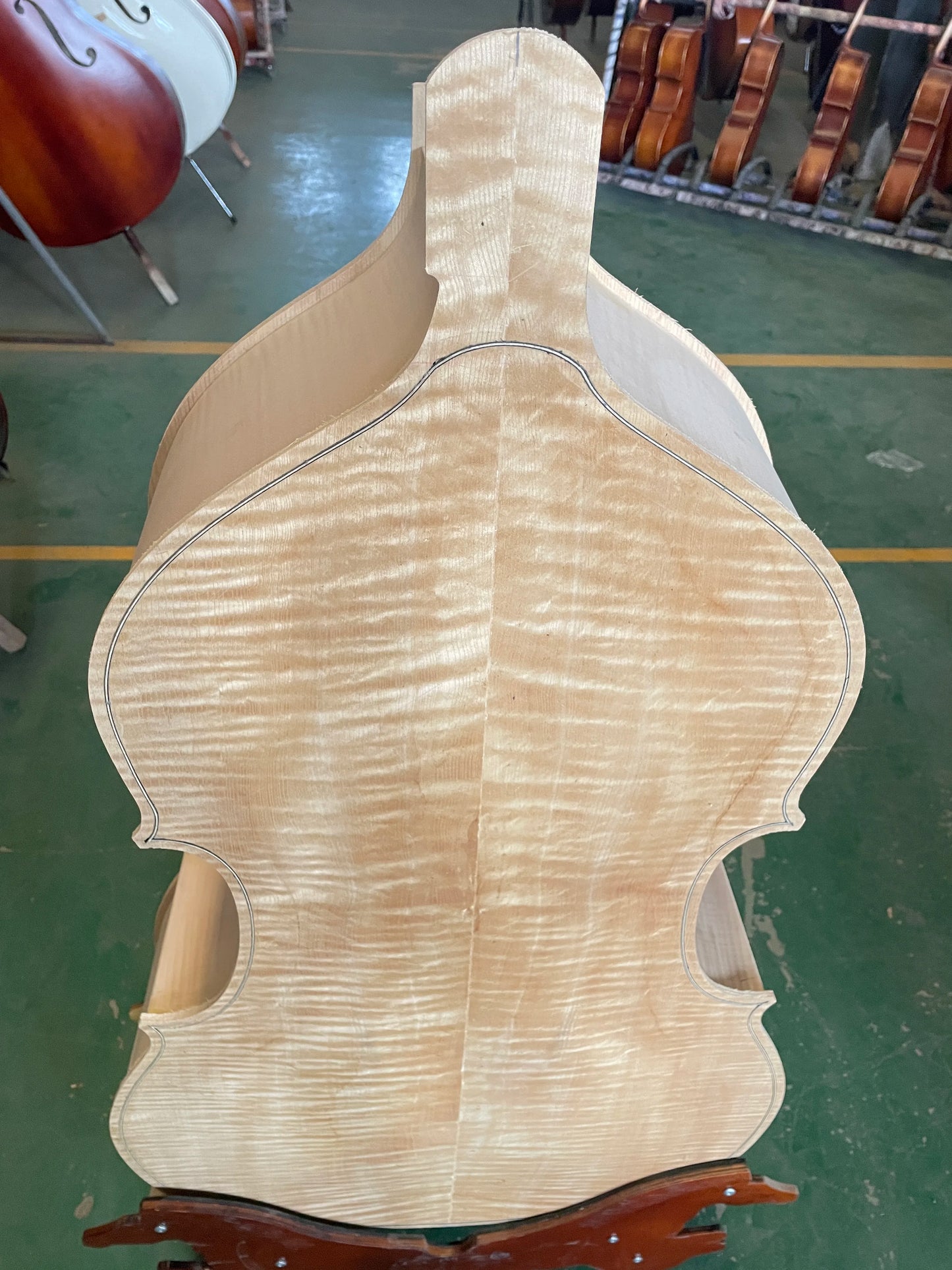 MMOOKA Fully Handcrafted White upright Bass, 3/4 Solid Spruce Top Plywood, Back Flame Maple, larger than Cello