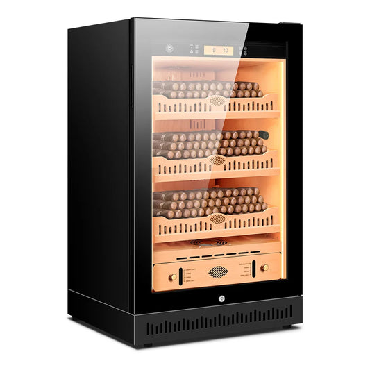 Functional Cigar Humidor Intelligent Control Humidity Temperature Cedar Wood Thermostatic Cooler Cabinet Compressor 46C