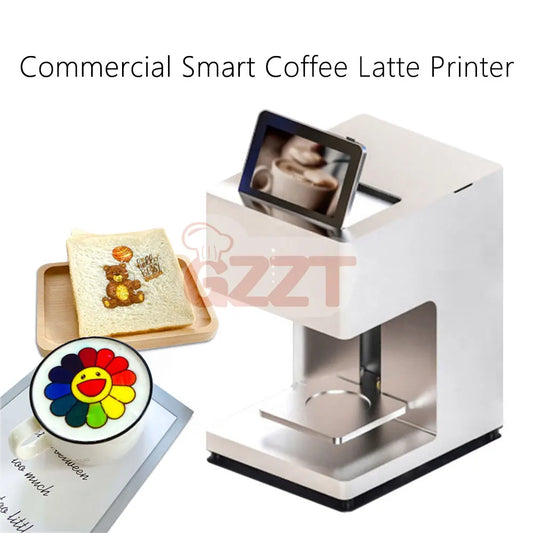 GZZT Commercial Smart Coffee Latte Printer 3D Printing Machine Milk Froth Beer Colour Food Printer Bread Bun Snack Cake Mocha