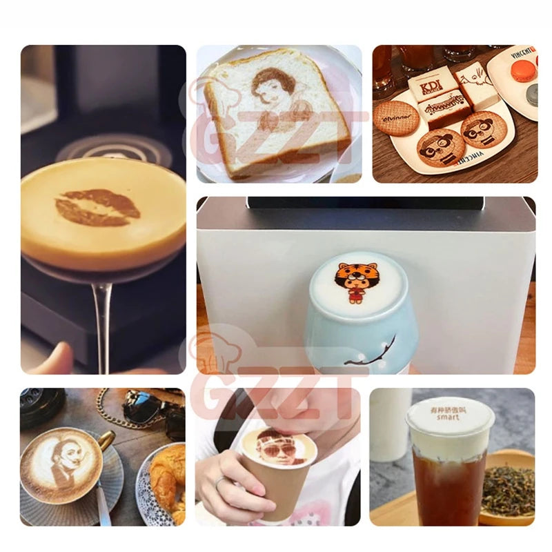 GZZT Commercial Smart Coffee Latte Printer 3D Printing Machine Milk Froth Beer Colour Food Printer Bread Bun Snack Cake Mocha