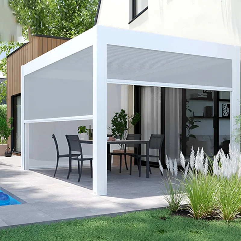 Garden Free Standing Waterproof Motorized Aluminio Louver Pavilion Gazebo Ultraviolet-proof Custom Pergola