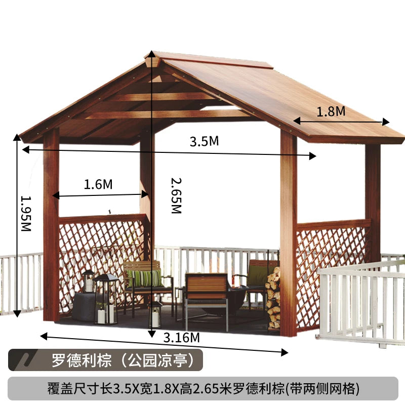 Garden anti-corrosion wood outdoor villa awning assembly outdoor yard climbing rattan shelf solid wood corridor rack