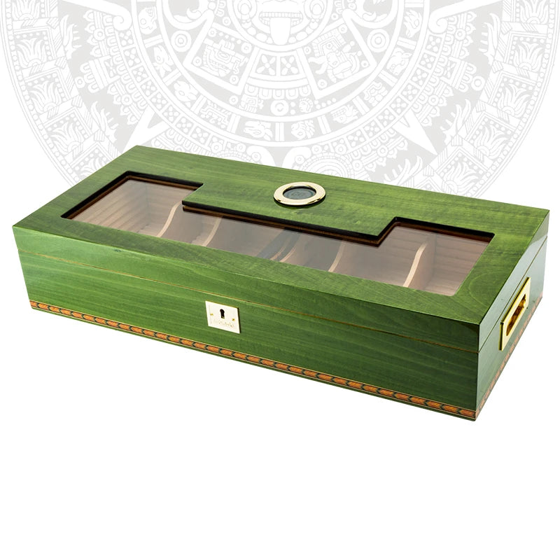 Glass Top New Arrival Spanish Cedar Cigar Box Cigar Humidification Moisture Storage Box for 80 Sticks with Lock Humidor CH-036