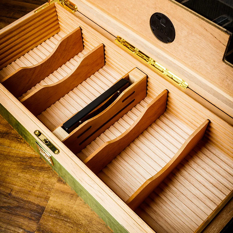 Glass Top New Arrival Spanish Cedar Cigar Box Cigar Humidification Moisture Storage Box for 80 Sticks with Lock Humidor CH-036