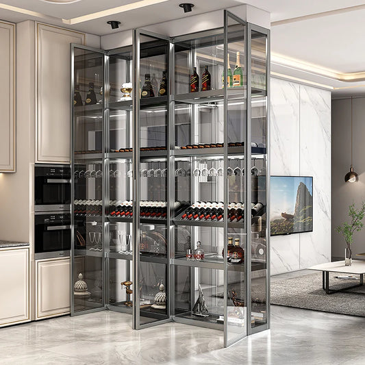 Glass Wine Cabinet Display Cabinet Modern Minimalist Light Luxury High-end Home Living Room Against The Wall Net Red Cabinet