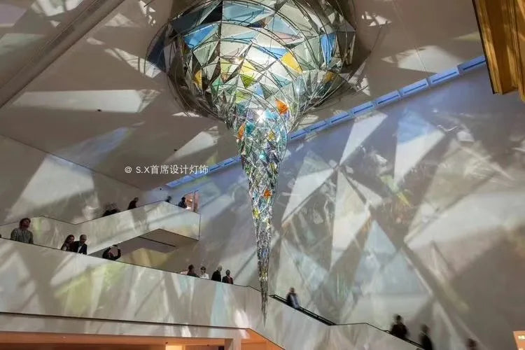 Glass crystal chandelier Italian hotel lobby duplex villa villa beauty salon glass restaurant lamp