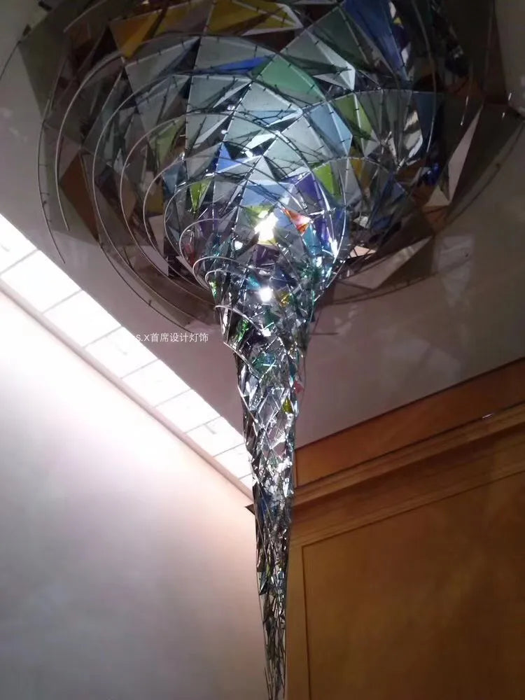 Glass crystal chandelier Italian hotel lobby duplex villa villa beauty salon glass restaurant lamp