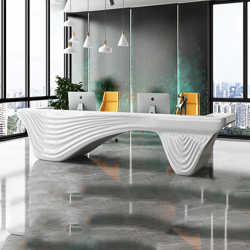 Glass fiber reinforced plastic paint front desk company reception desk beauty salon creative cash register bar counter hotel sha