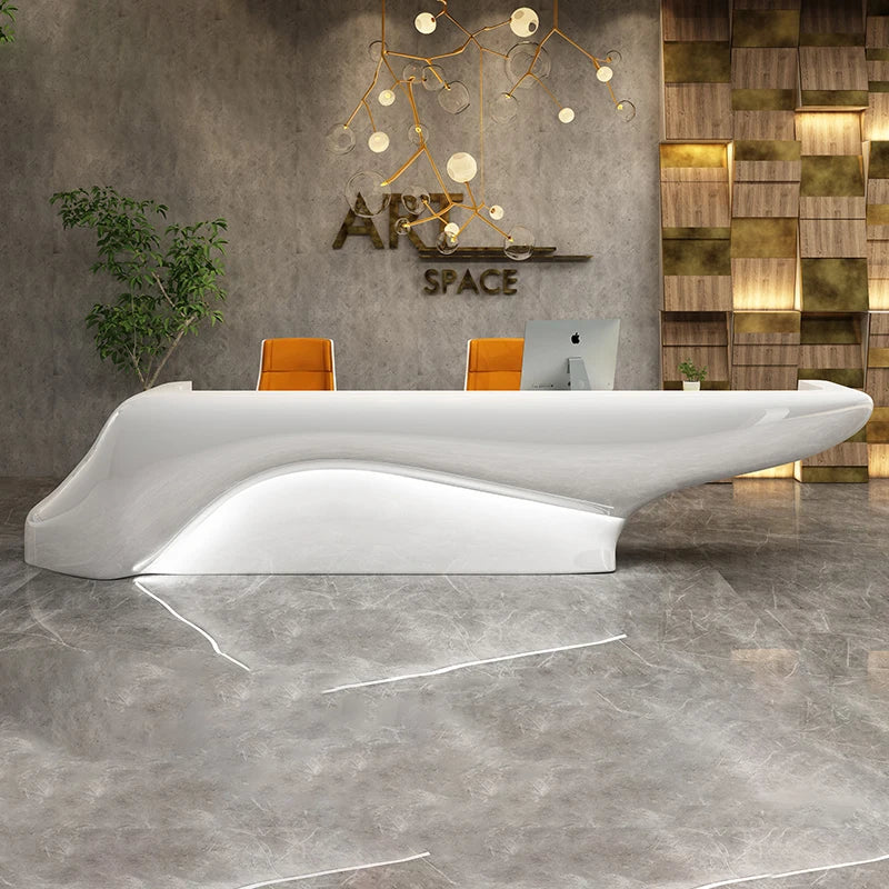 Glass fiber reinforced plastic paint shaped front desk, hotel lobby, company welcome, creative cashier, sales department, servic