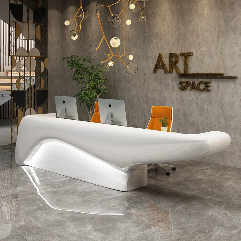 Glass fiber reinforced plastic paint shaped front desk, hotel lobby, company welcome, creative cashier, sales department, servic