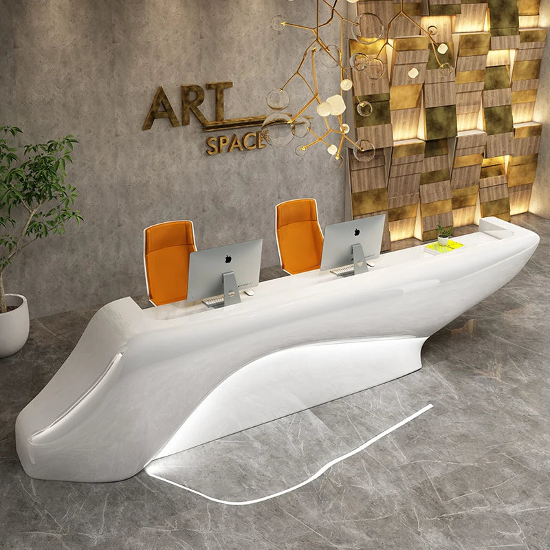 Glass fiber reinforced plastic paint shaped front desk, hotel lobby, company welcome, creative cashier, sales department, servic
