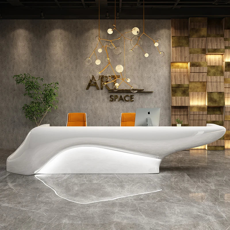 Glass fiber reinforced plastic paint shaped front desk, hotel lobby, company welcome, creative cashier, sales department, servic