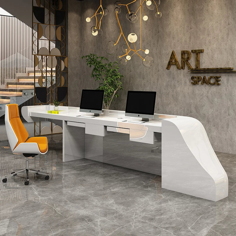 Glass fiber reinforced plastic paint shaped front desk, hotel lobby, company welcome, creative cashier, sales department, servic