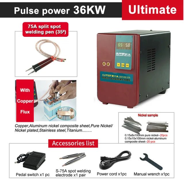 Glitter 811A Spot Welder Pulse Spot Welding Machine For Lithium Battery Pack With Remote Soldering 75A Pen Copper Equipment