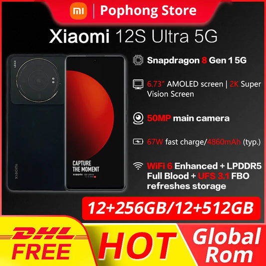 Global Rom Xiaomi 12S Ultra 12GB 256GB 6.73 inch 2K AMOLED flexible display Snapdragon Gen 8+ Octa Core 67W Fast Charge NFC