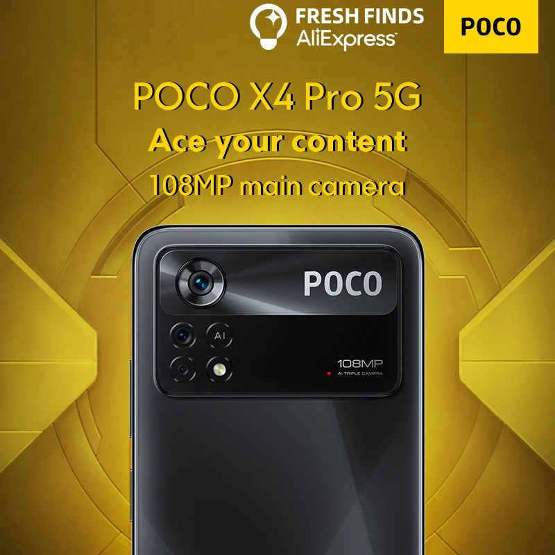Global Version POCO X4 Pro 5G Smartphone Snapdragon 695 128GB/256GB 108MP Camera 120Hz AMOLED Display 67W Turbo Charging NFC