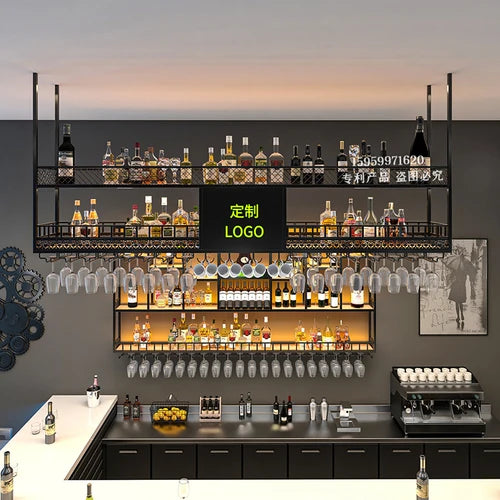 Gold Modern Hanging Wine Rack Wall Display Luxury Large Whisky Holder Wine Rack Cabinet Store Mueble Para Vinos Furniture