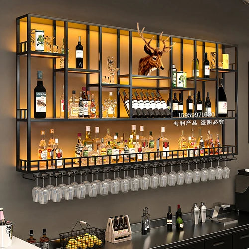Gold Modern Hanging Wine Rack Wall Display Luxury Large Whisky Holder Wine Rack Cabinet Store Mueble Para Vinos Furniture