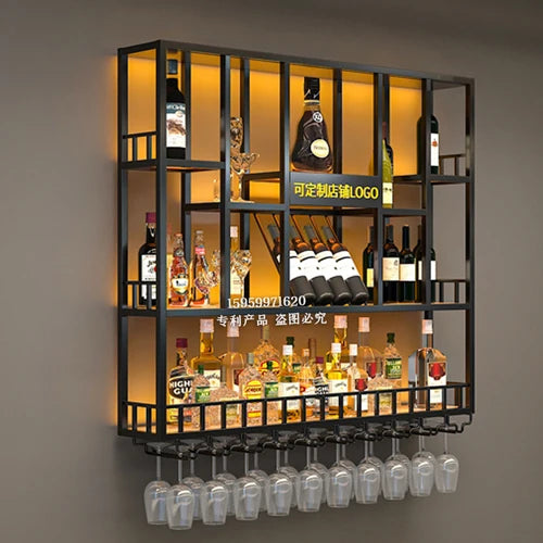 Gold Modern Hanging Wine Rack Wall Display Luxury Large Whisky Holder Wine Rack Cabinet Store Mueble Para Vinos Furniture