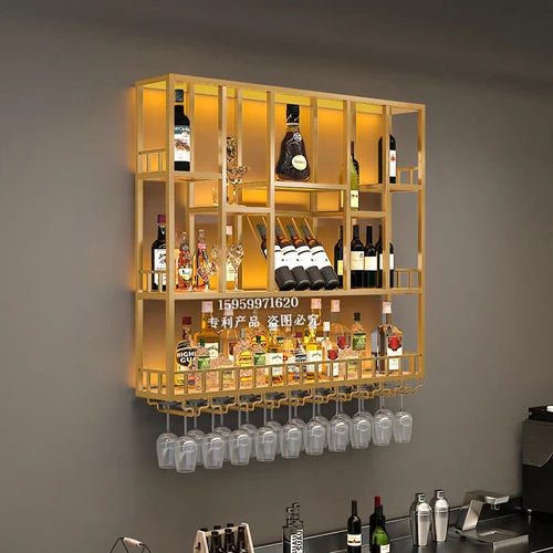 Gold Modern Hanging Wine Rack Wall Display Luxury Large Whisky Holder Wine Rack Cabinet Store Mueble Para Vinos Furniture