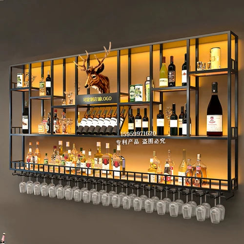 Gold Modern Hanging Wine Rack Wall Display Luxury Large Whisky Holder Wine Rack Cabinet Store Mueble Para Vinos Furniture
