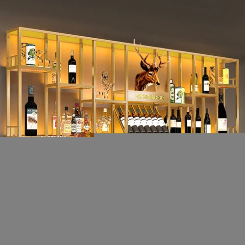 Gold Modern Hanging Wine Rack Wall Display Luxury Large Whisky Holder Wine Rack Cabinet Store Mueble Para Vinos Furniture