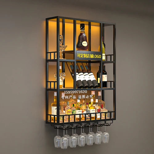 Gold Modern Hanging Wine Rack Wall Display Luxury Large Whisky Holder Wine Rack Cabinet Store Mueble Para Vinos Furniture