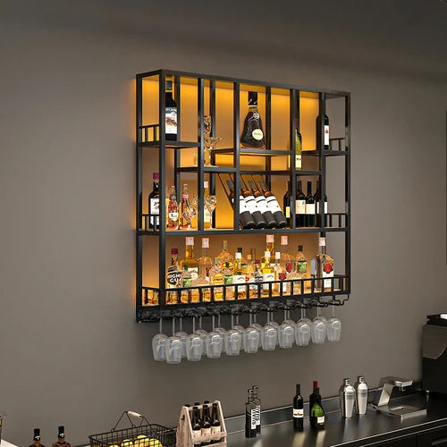 Gold Modern Hanging Wine Rack Wall Display Luxury Large Whisky Holder Wine Rack Cabinet Store Mueble Para Vinos Furniture