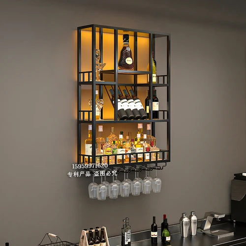 Gold Modern Hanging Wine Rack Wall Display Luxury Large Whisky Holder Wine Rack Cabinet Store Mueble Para Vinos Furniture