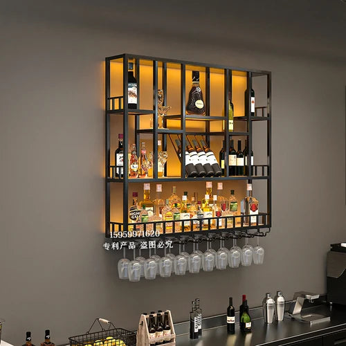 Gold Modern Hanging Wine Rack Wall Display Luxury Large Whisky Holder Wine Rack Cabinet Store Mueble Para Vinos Furniture
