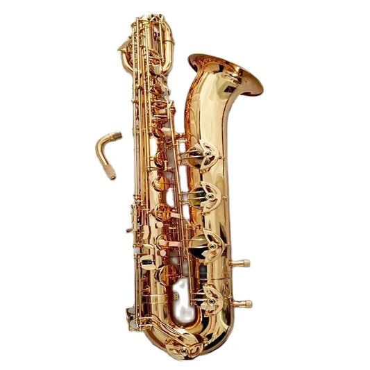 Golden professional Baritone saxophone flat E-tune upgrade double-rib deep engraving pattern high-quality tone jazz instrument