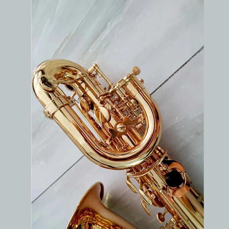 Golden professional Baritone saxophone flat E-tune upgrade double-rib deep engraving pattern high-quality tone jazz instrument