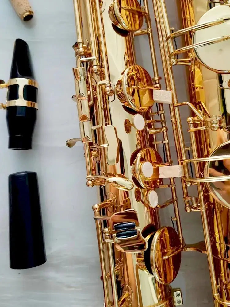 Golden professional Baritone saxophone flat E-tune upgrade double-rib deep engraving pattern high-quality tone jazz instrument