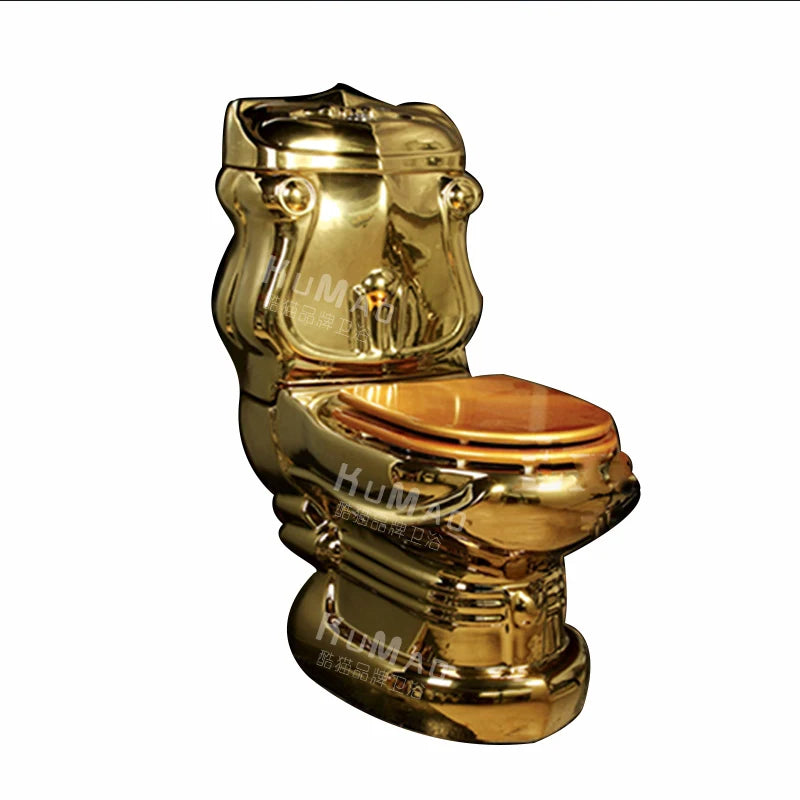 Golden toilet retro hotel color toilet embossed split toilet color gold creative toilet