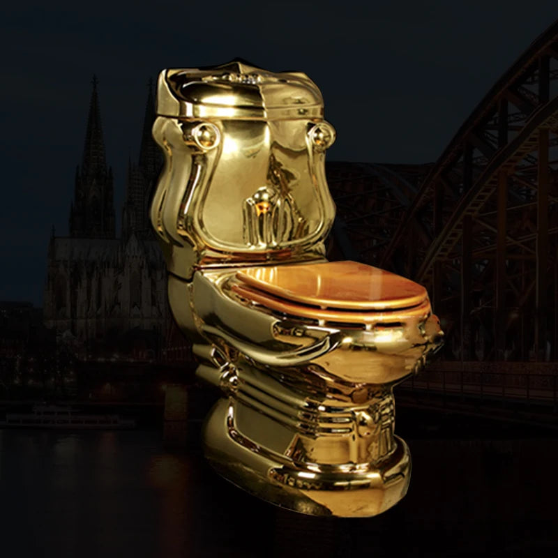 Golden toilet retro hotel color toilet embossed split toilet color gold creative toilet