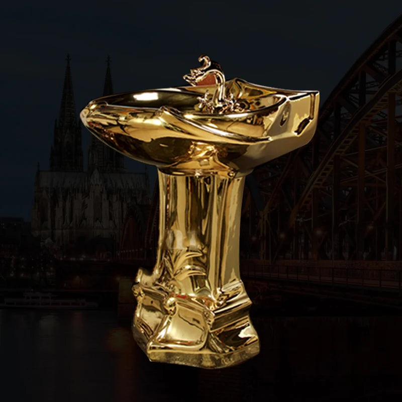 Golden toilet retro hotel color toilet embossed split toilet color gold creative toilet