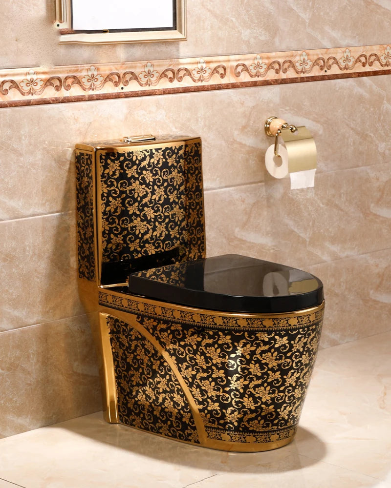 Golden toilet, siphon style, odorproof European style, colored seat toilet, adult bathroom, household use