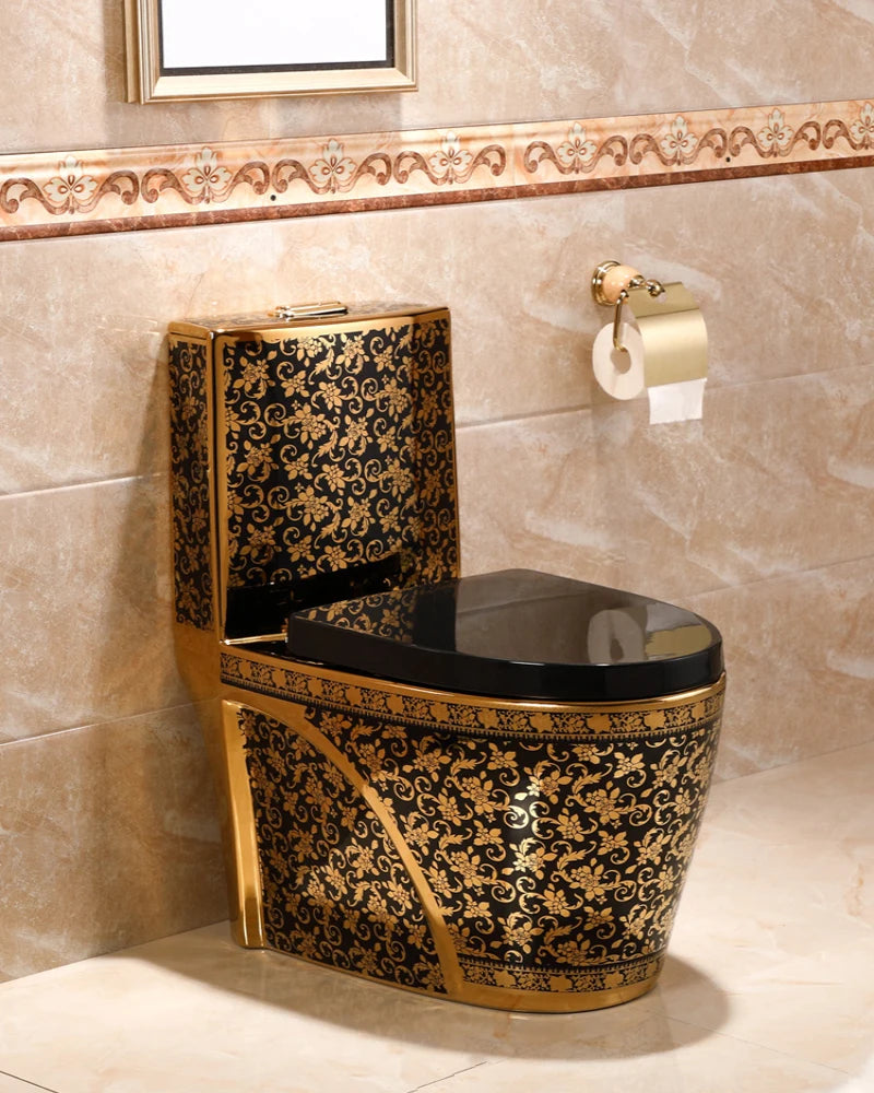 Golden toilet, siphon style, odorproof European style, colored seat toilet, adult bathroom, household use