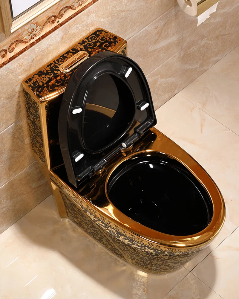 Golden toilet, siphon style, odorproof European style, colored seat toilet, adult bathroom, household use