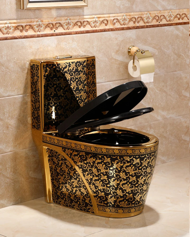 Golden toilet, siphon style, odorproof European style, colored seat toilet, adult bathroom, household use