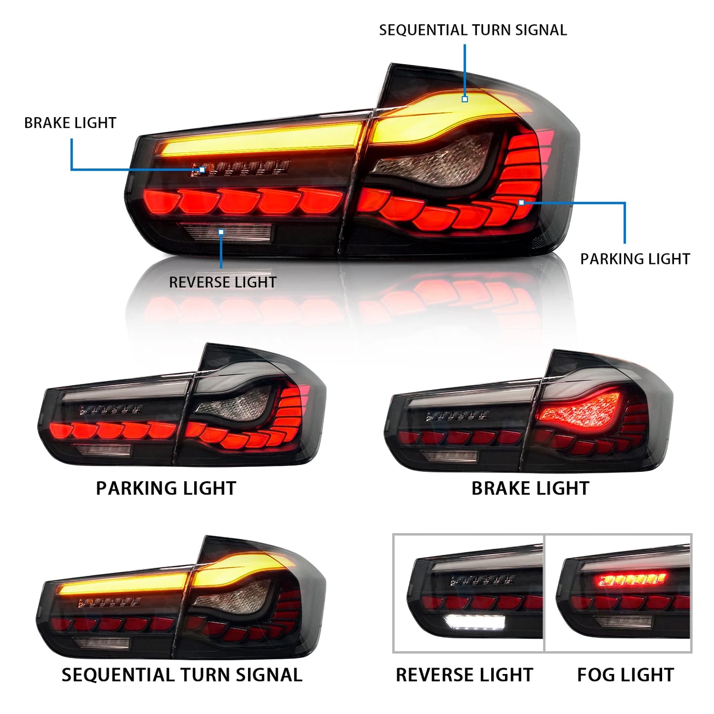 Großverkauf LED Für M3 320i 335i 328i Schwanz Lichter Sequentielle Anzeige 2012-2021 Für  F30 F35 F80 Hinten lampe Montage
