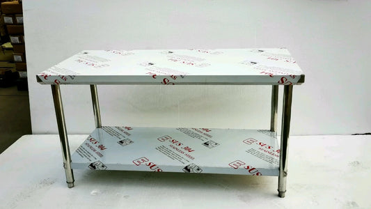 Guanbai Stainless Steel Work Bench Table Sorting Table With Backsplash Under Shelf Kitchen Double Overshelf Work Bench