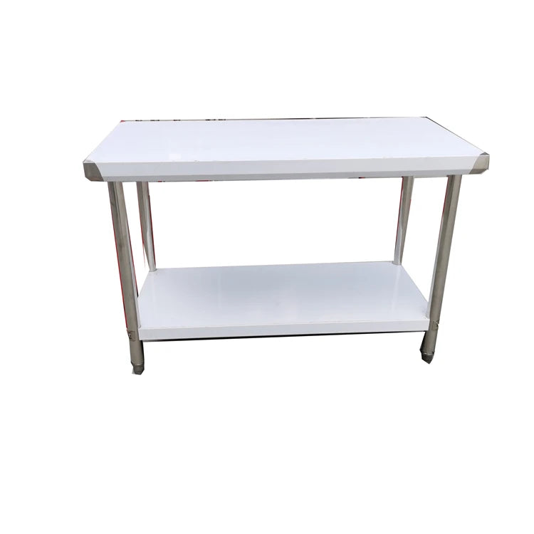 Guanbai Stainless Steel Work Bench Table Sorting Table With Backsplash Under Shelf Kitchen Double Overshelf Work Bench