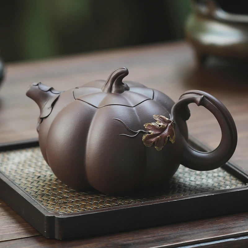 Guanfu Museum Purple Clay Pumpkin Pot Yixing Melon-Shaped Rosy Delicate Purple Sand Iron Guanyin High Mountain Tea Oolong Tea Te
