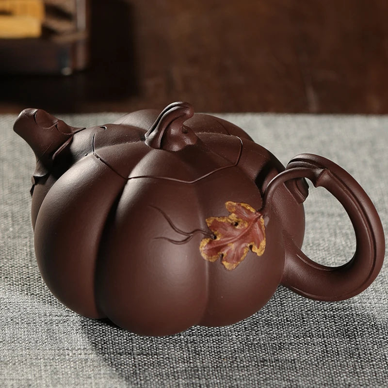 Guanfu Museum Purple Clay Pumpkin Pot Yixing Melon-Shaped Rosy Delicate Purple Sand Iron Guanyin High Mountain Tea Oolong Tea Te