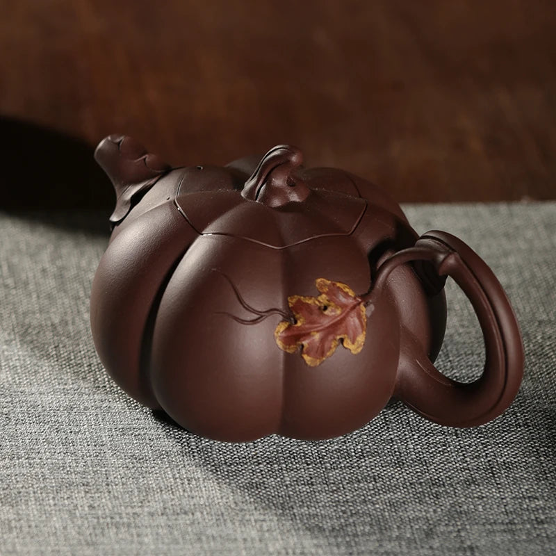 Guanfu Museum Purple Clay Pumpkin Pot Yixing Melon-Shaped Rosy Delicate Purple Sand Iron Guanyin High Mountain Tea Oolong Tea Te