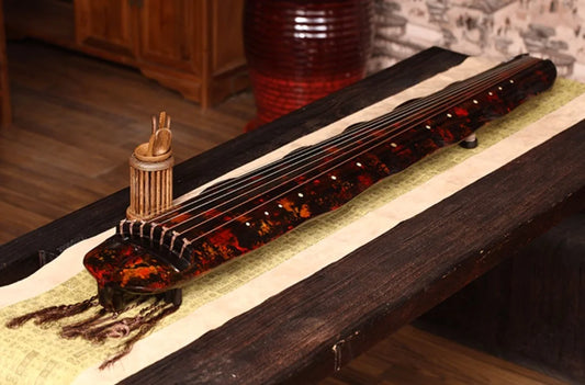 Guqin Banana leaf type Laoshanmu Cinnabar red Professional performance Chinese stringed instruments